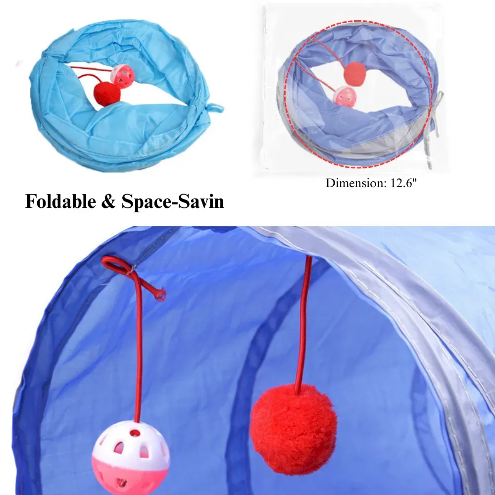 Cat Tunnel Two Way Foldable Interactive Toy Tube for Indoor Play