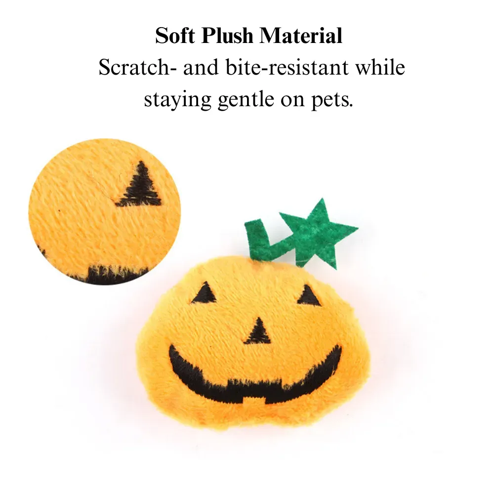 Halloween Pumpkin Cat Toy Durable Bite Resistant with Squeaker