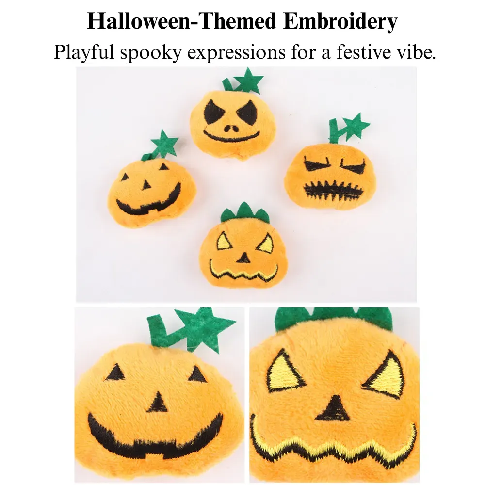 Halloween Pumpkin Cat Toy Durable Bite Resistant with Squeaker
