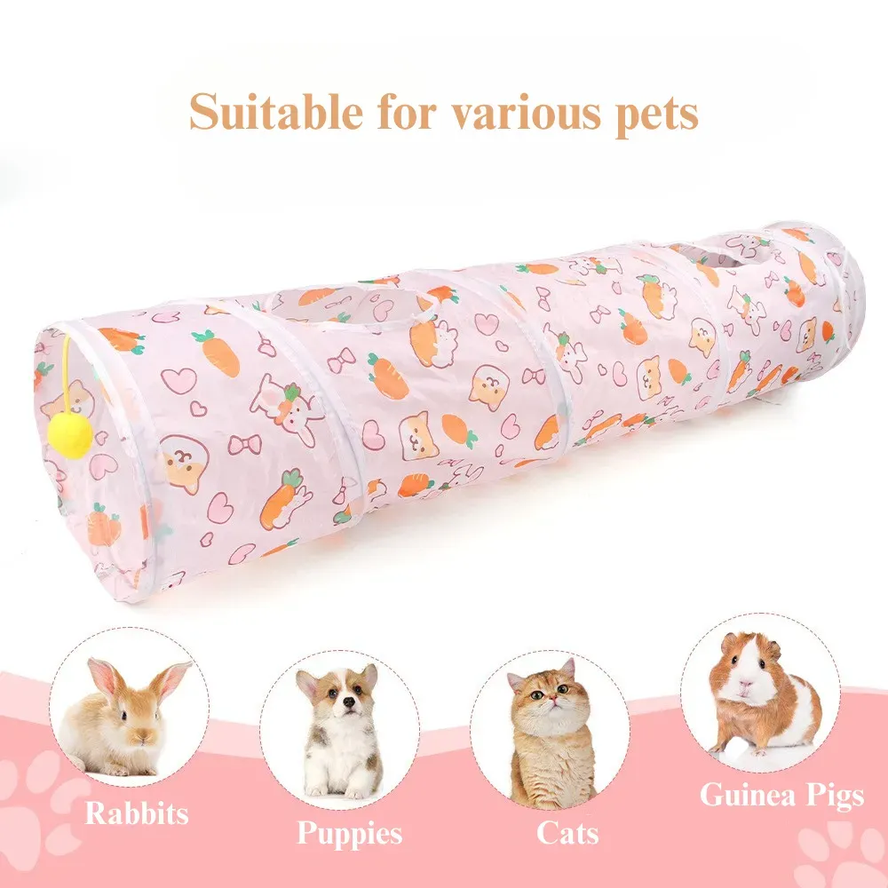 Carrot Tunnel Straight Design Foldable Small Animal Play Tube