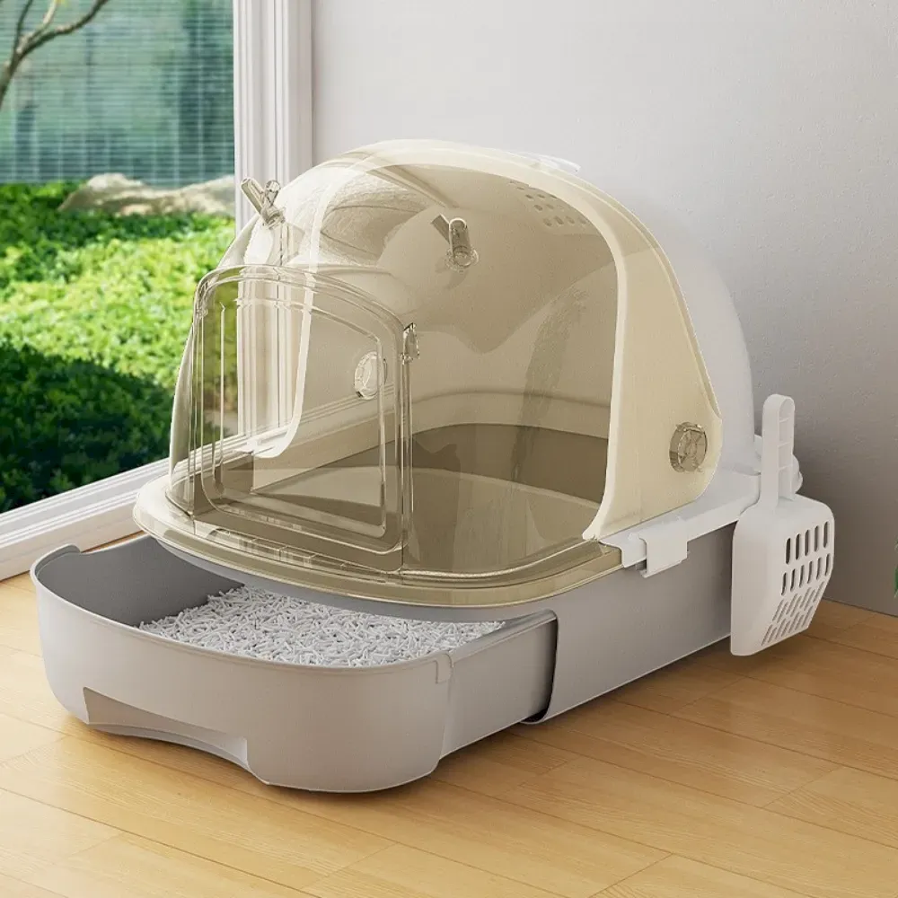Large Cat Litter Box Drawer Style Odor Proof Covered Cat Toilet
