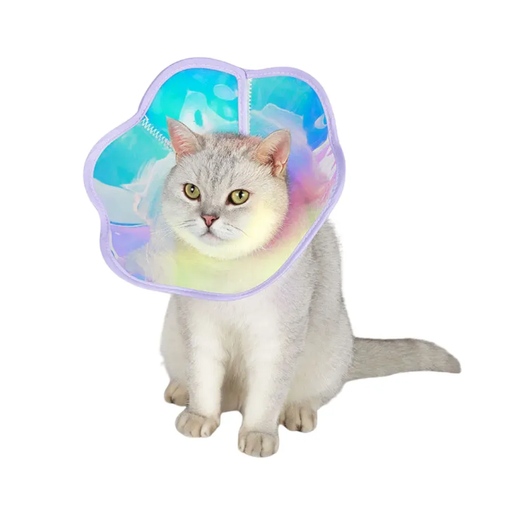 PVC pet Elizabeth collar Colorful Flower PVC Pet Elizabeth Collar Dog Cat Bite Lick Protection Neck