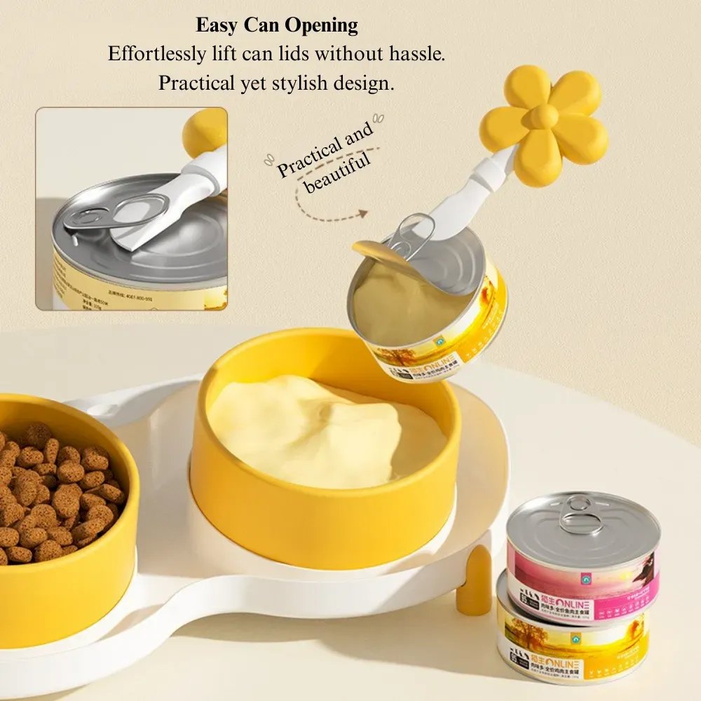 Ceramic Tilted Double Pet Bowl Anti Spill Elevated Cat Dog Feeding Dish