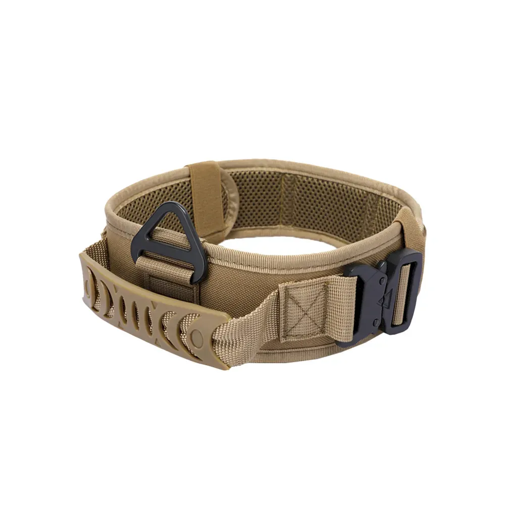Double Metal Buckle Outdoor Dog Collar Tactical Quick Release Shock Absorb