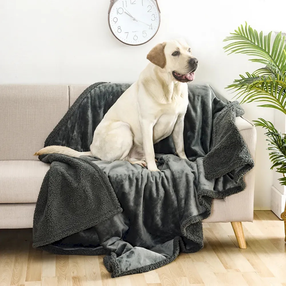 Waterproof Pet Blanket Cotton Plush Flannel Thick Dog Mat Bed