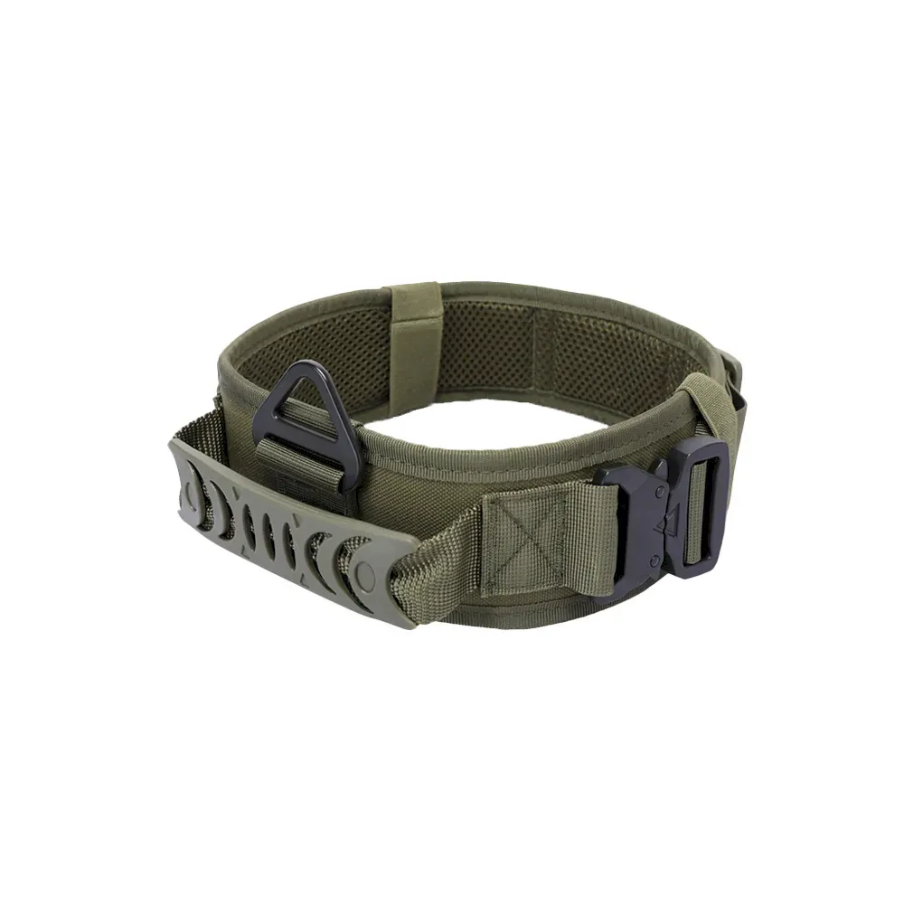 Double Metal Buckle Outdoor Dog Collar Tactical Quick Release Shock Absorb
