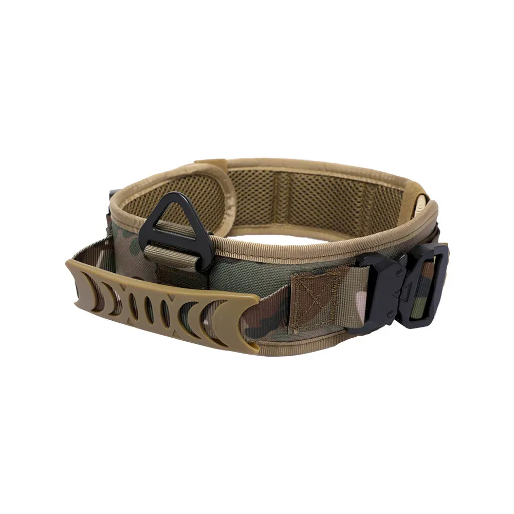 Double Metal Buckle Outdoor Dog Collar Tactical Quick Release Shock Absorb