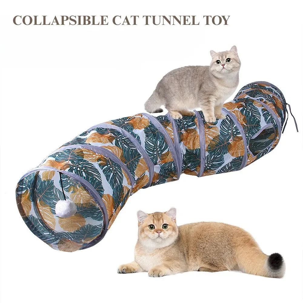 Printed Cat Tunnel Foldable S Shape Pet Play Tube