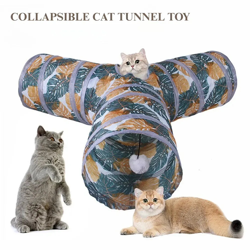 Printed Cat Tunnel Foldable Y Shape Pet Play Tube