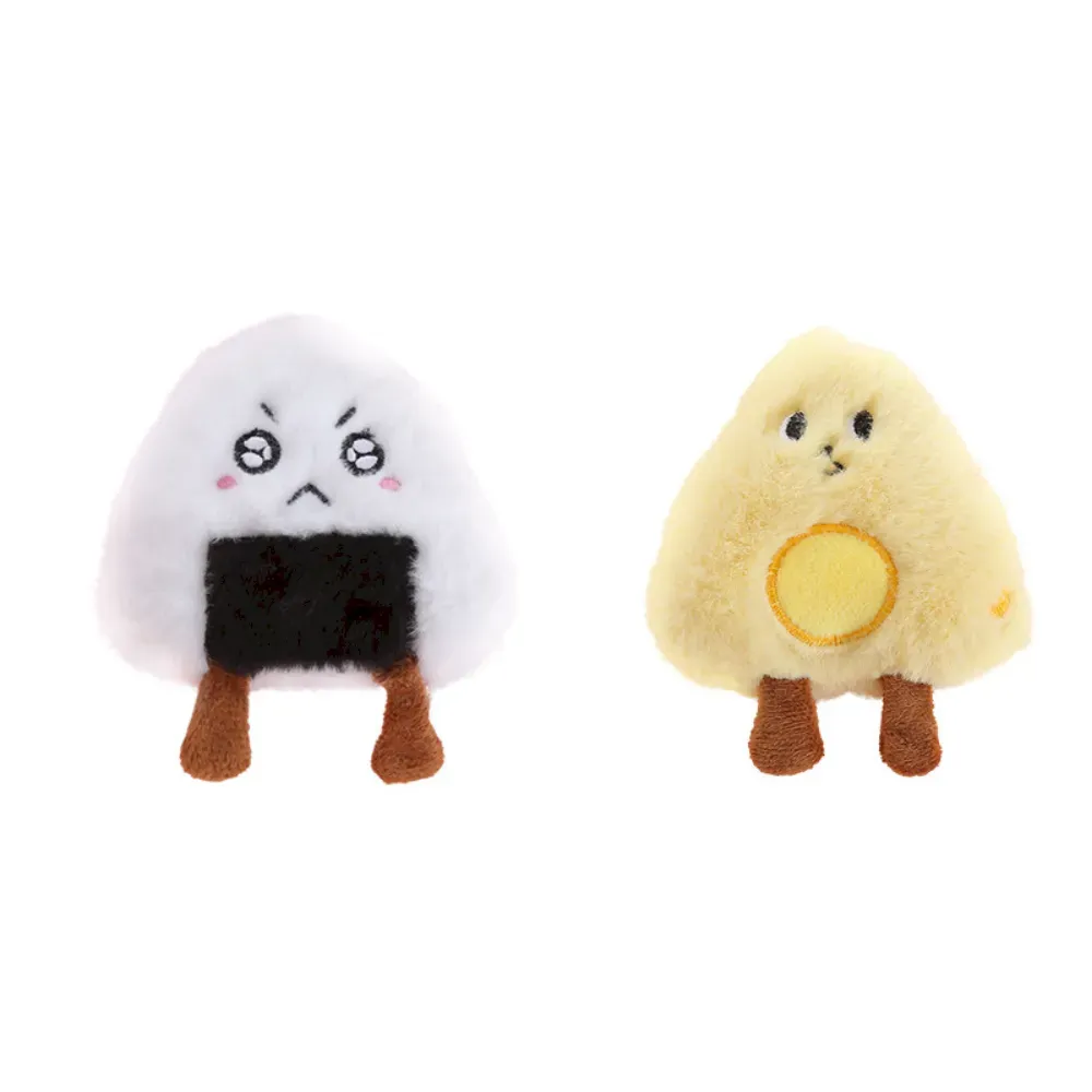 Plush Breakfast Pet Toy Durable Chew Cat Dog Play Bread Cheese Egg Riceball