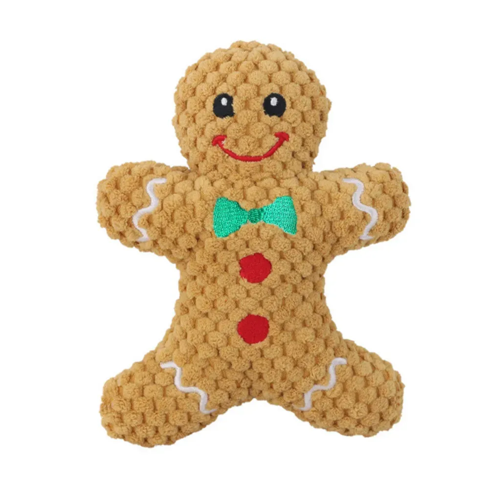 Christmas Dog Toy Plush Squeaky Pet Play Santa Reindeer Gingerbread