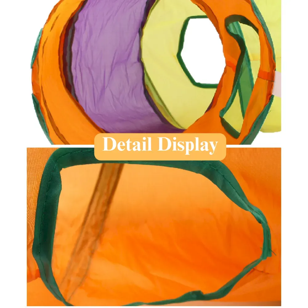Cat Tunnel Toy Foldable L Shape Rainbow Connectable Play Tube