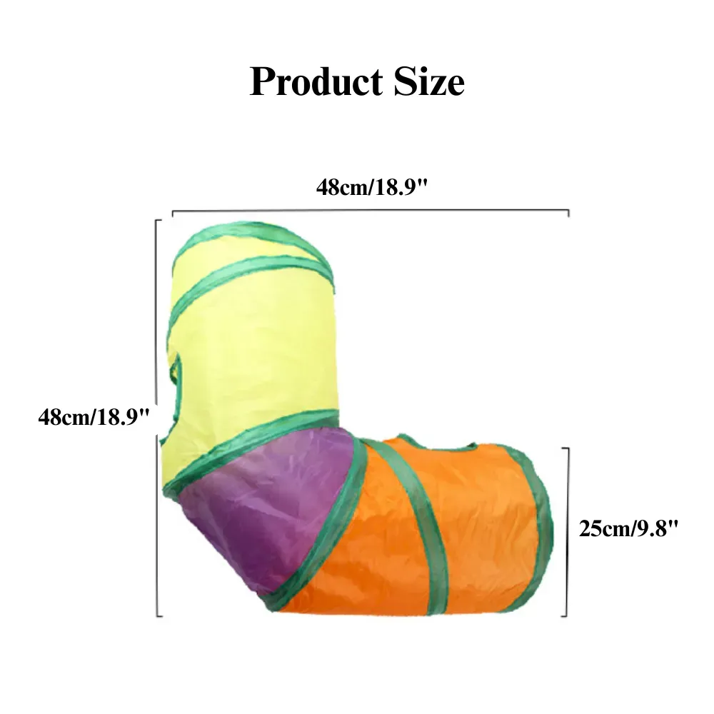 Cat Tunnel Toy Foldable L Shape Rainbow Connectable Play Tube
