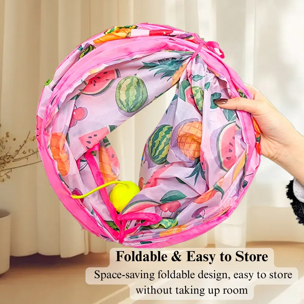 Cat Tunnel Toy Foldable Summer Fruit Long Straight Play Tube