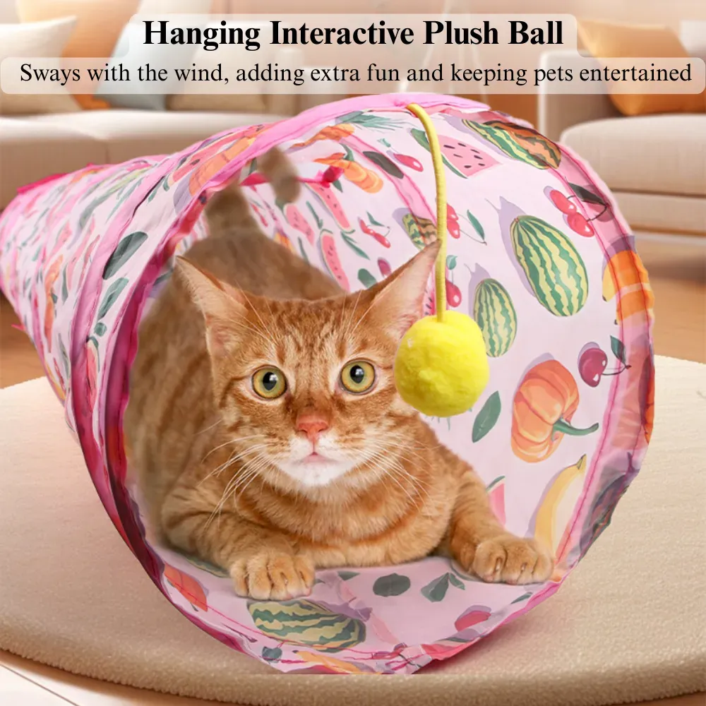 Cat Tunnel Toy Foldable Summer Fruit Small Play Tube