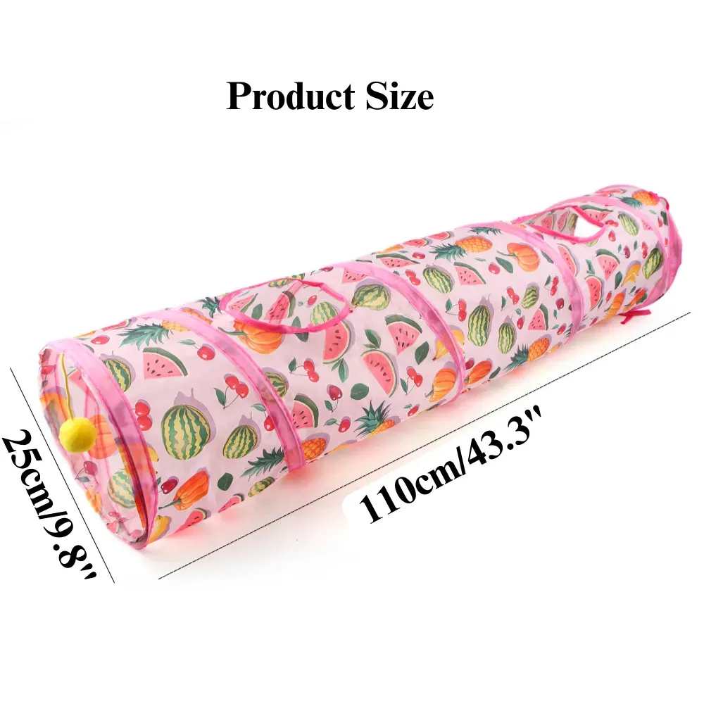 Cat Tunnel Toy Foldable Summer Fruit Long Straight Play Tube
