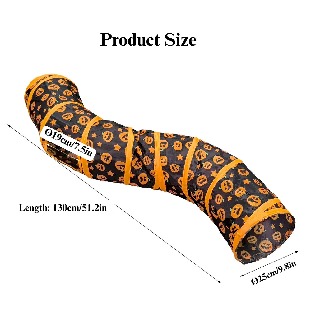 Halloween Pumpkin Cat Tunnel Toy Foldable S Shape Play Tube