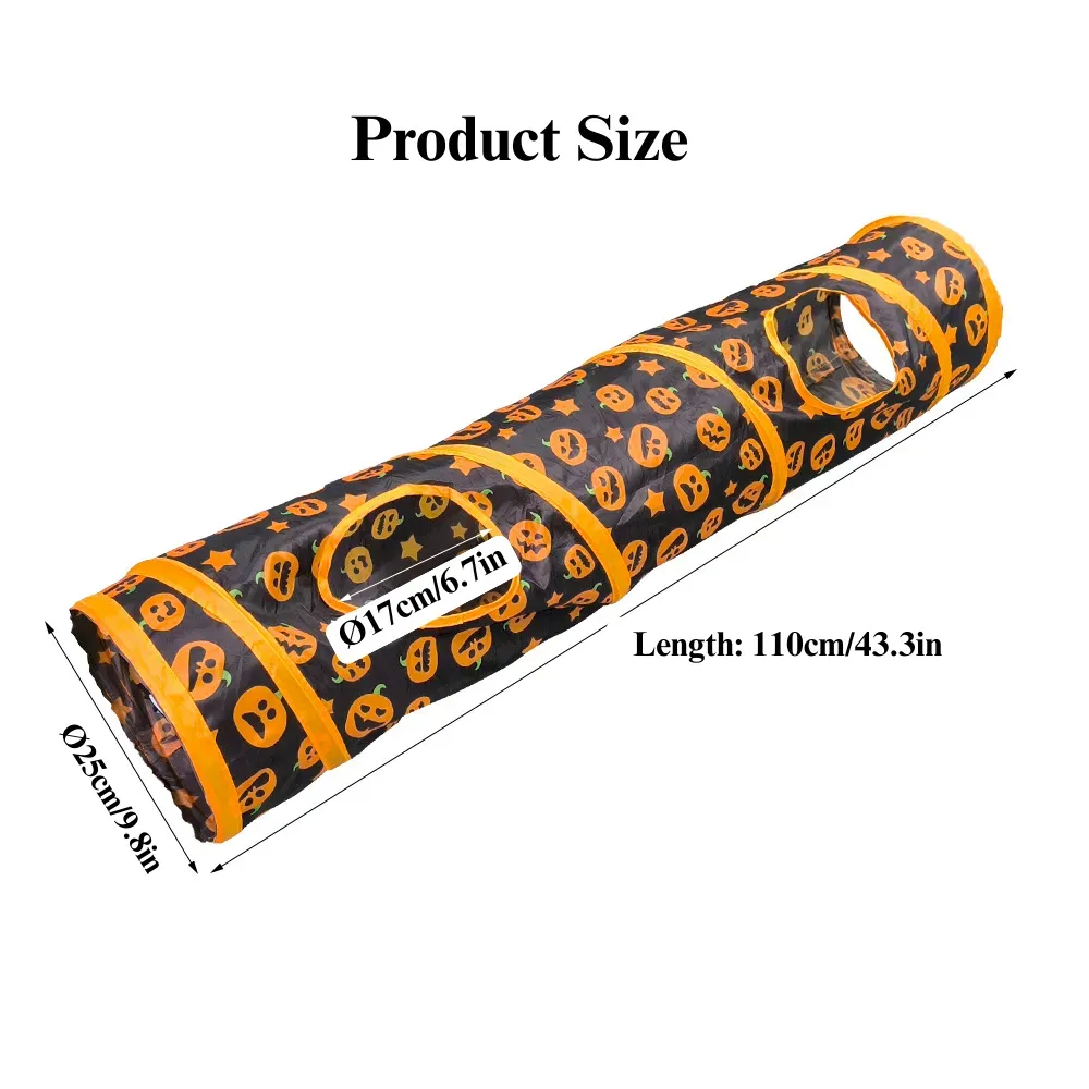 Halloween Pumpkin Cat Tunnel Toy Foldable Straight Play Tube