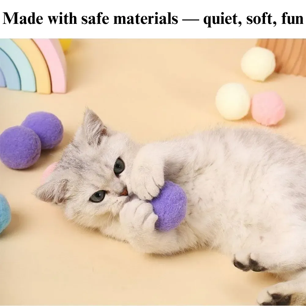 12 Pack Colorful Plush Mini Cat Balls Interactive Toys