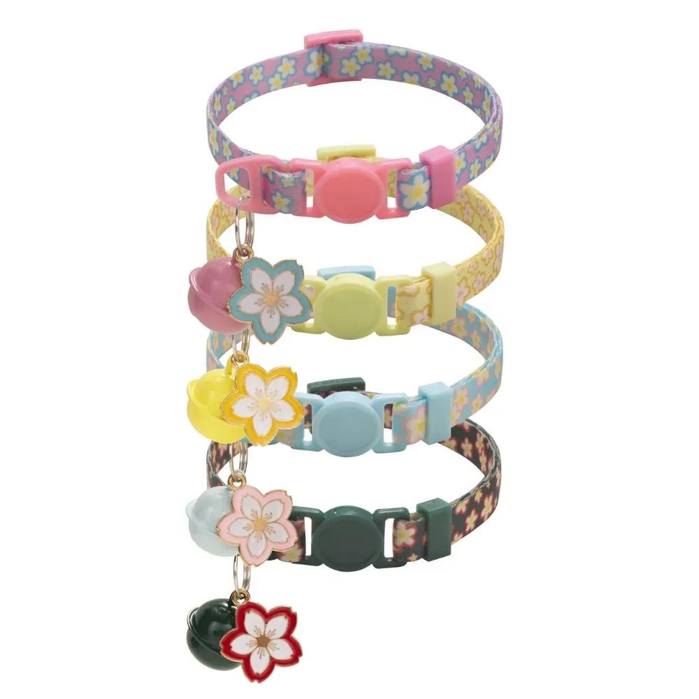 sakura cat collar Sakura Flower Pendant Cat Collar Adjustable Safety Buckle