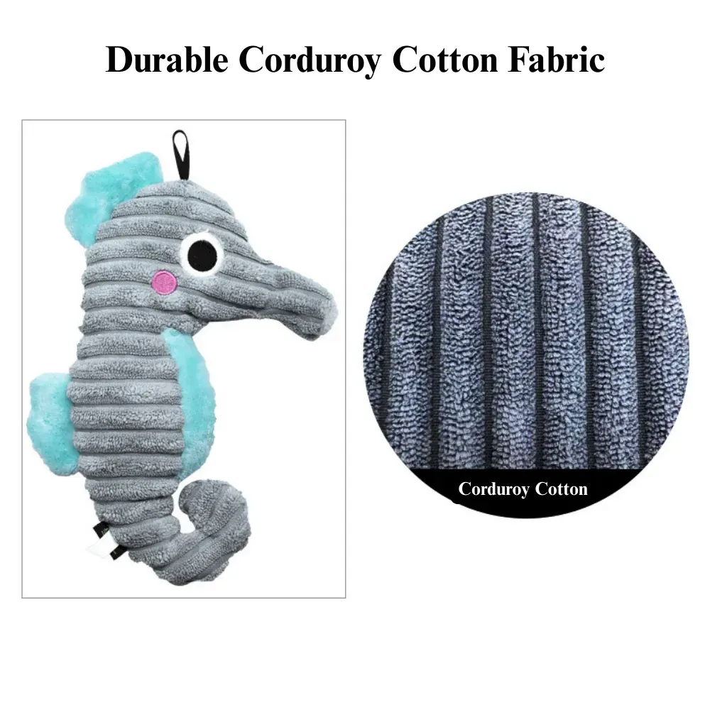Realistic Plush Corduroy Dog Toy Chew Squeaky Teething Toy