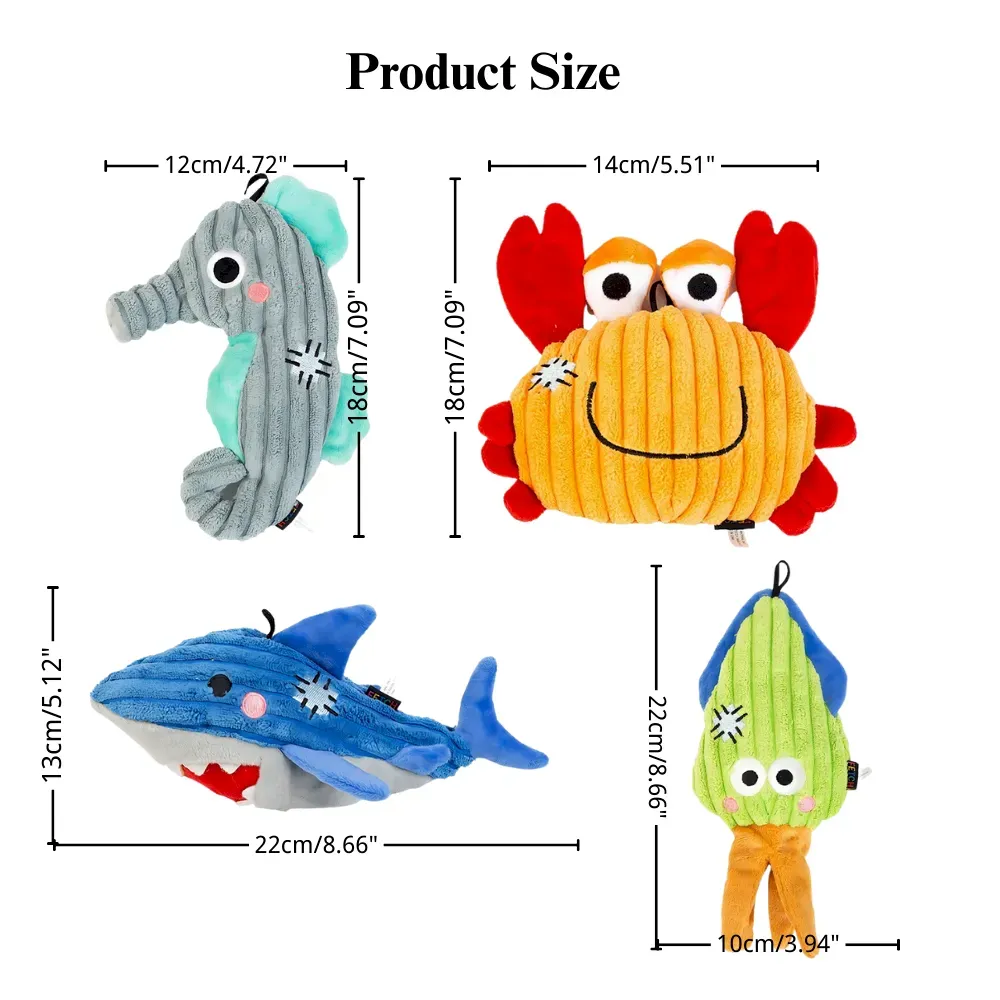 Realistic Plush Corduroy Dog Toy Chew Squeaky Teething Toy