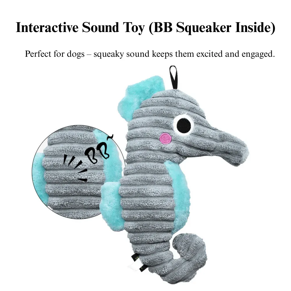 Realistic Plush Corduroy Dog Toy Chew Squeaky Teething Toy