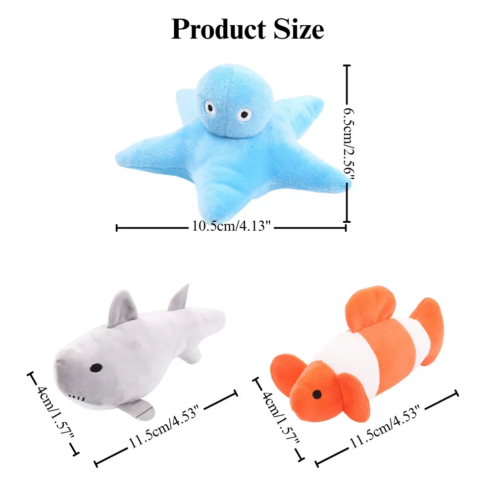 Interactive Plush Ocean Fish Cat Toy Self Play Chew Toy