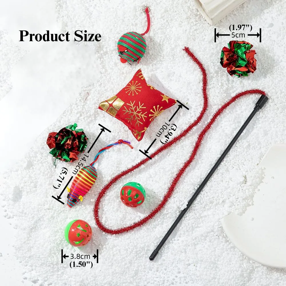 Christmas Cat Toy Set Festive Cat Teaser Wand Interactive Play