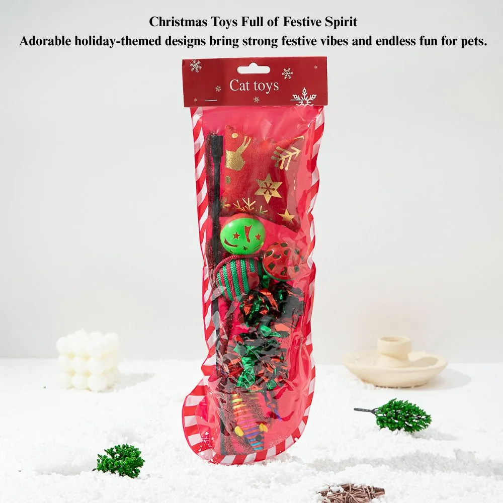 Christmas Cat Toy Set Festive Cat Teaser Wand Interactive Play