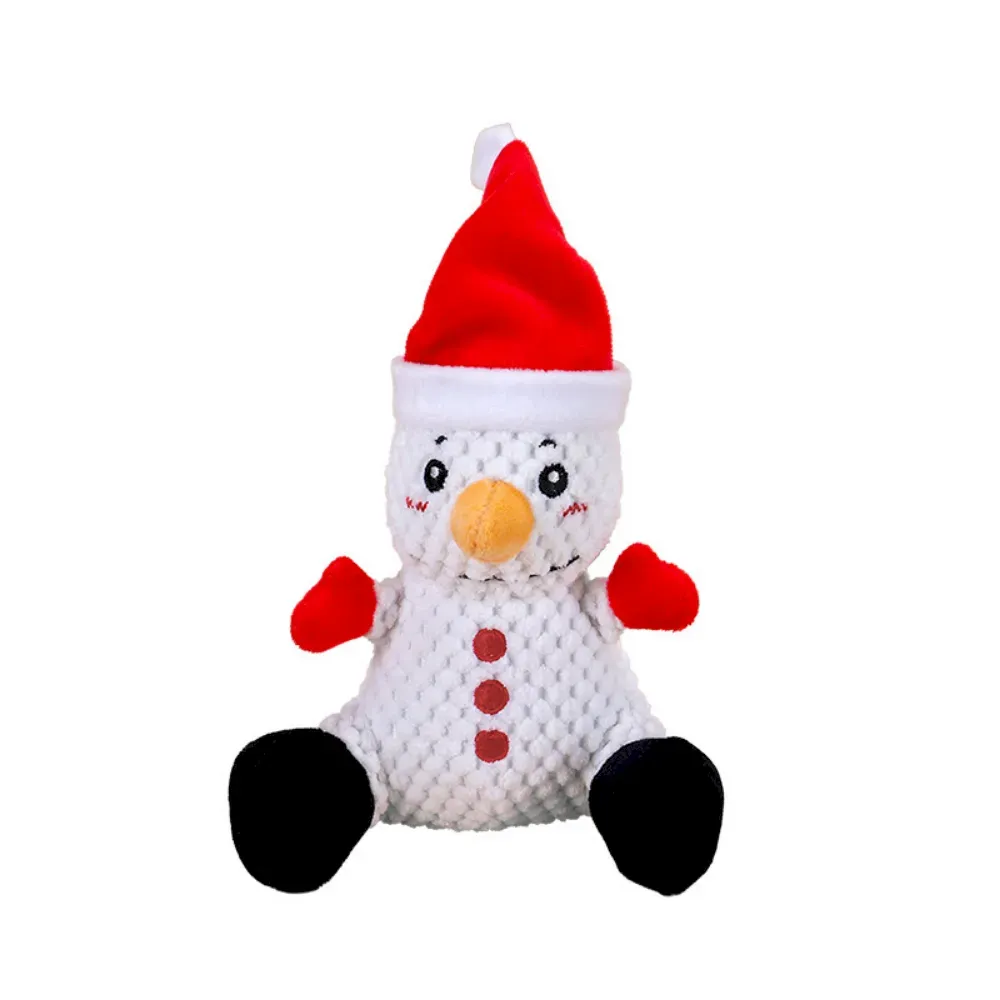 Christmas Plush Dog Toy Santa Reindeer Chew Interactive Squeaky