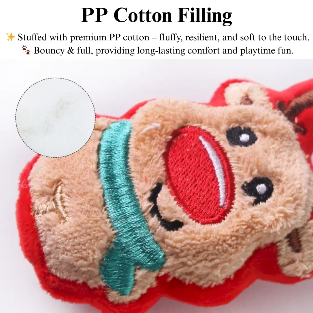 2 Pack Christmas Plush Cat Toy Set Santa Claus Chew Play