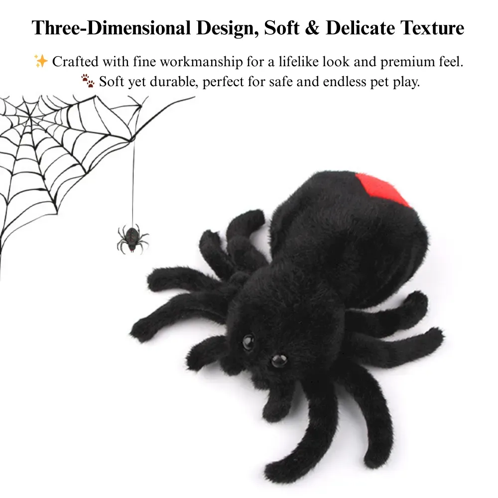 Halloween Plush Spider Cat Toy Chew Bite Interactive Play