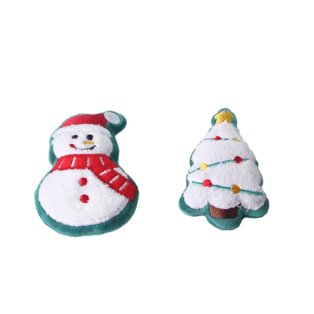 2 Pack Christmas Plush Cat Toy Set Santa Claus Chew Play