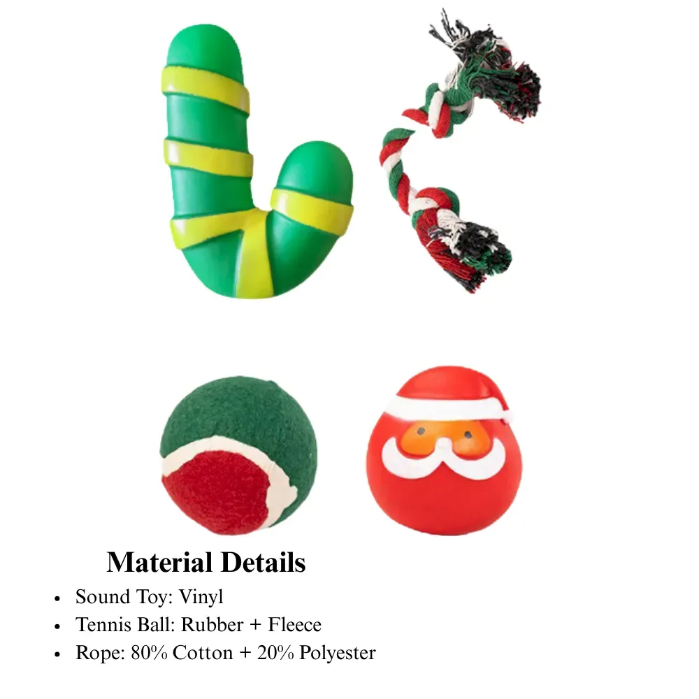 Christmas Dog Toy Gift Box Rope and Santa