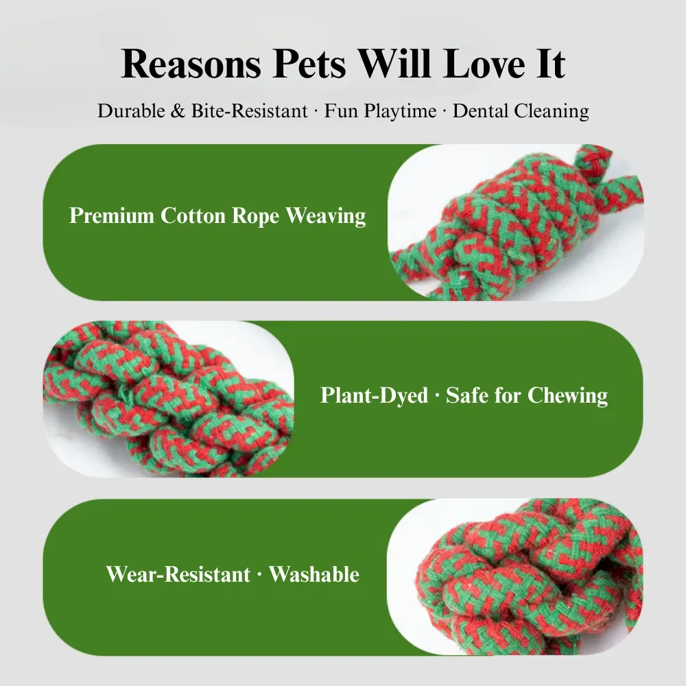 Christmas Cotton Rope Dog Toy Single Ear Ball