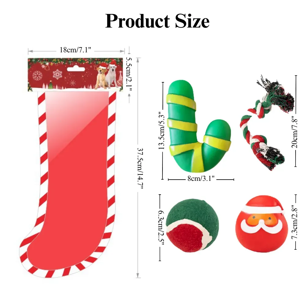 Christmas Dog Toy Gift Box Rope and Santa
