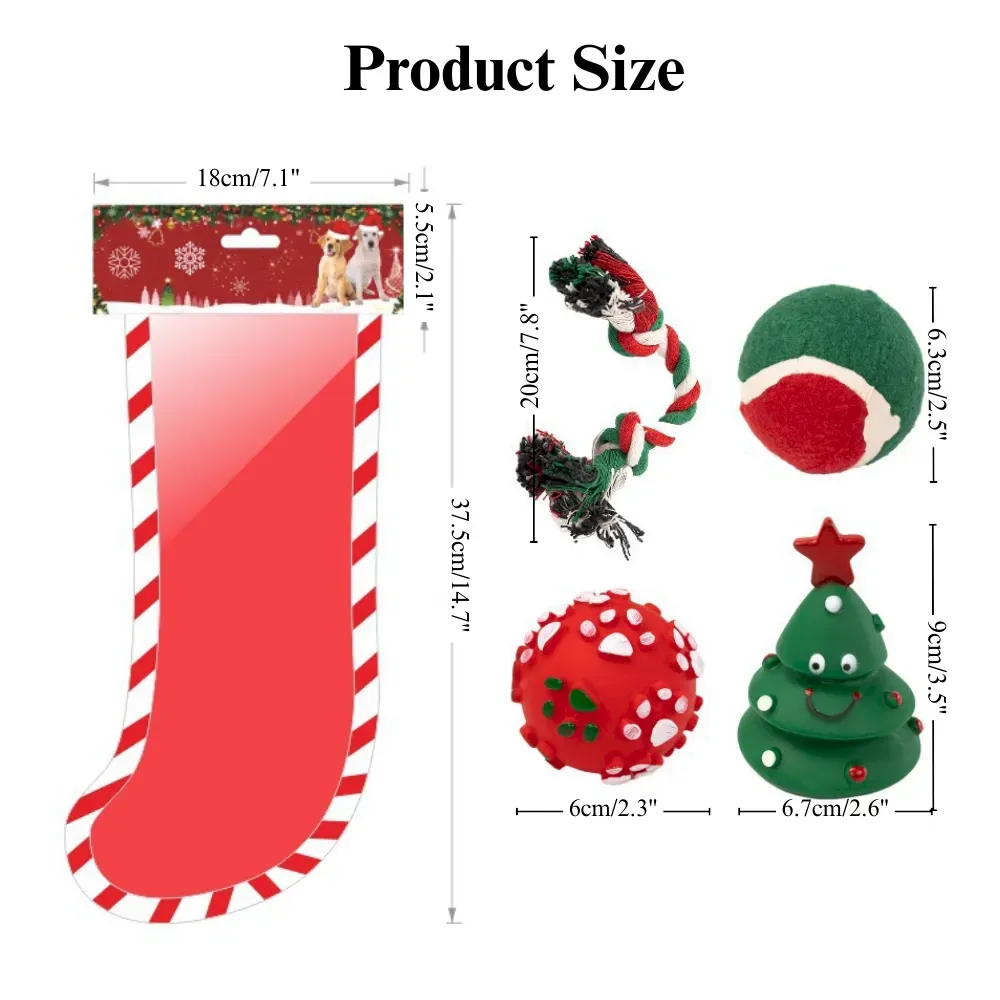 Christmas Dog Toy Gift Box Rope and Balls