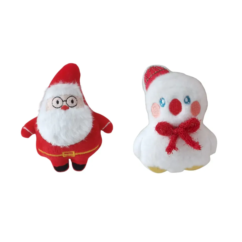 2 Packs Christmas Plush Toy Set Santa Snowman and Bear with Catnip 2 Packs Christmas Plush Toy Set Santa Snowman and Bear with Catnip