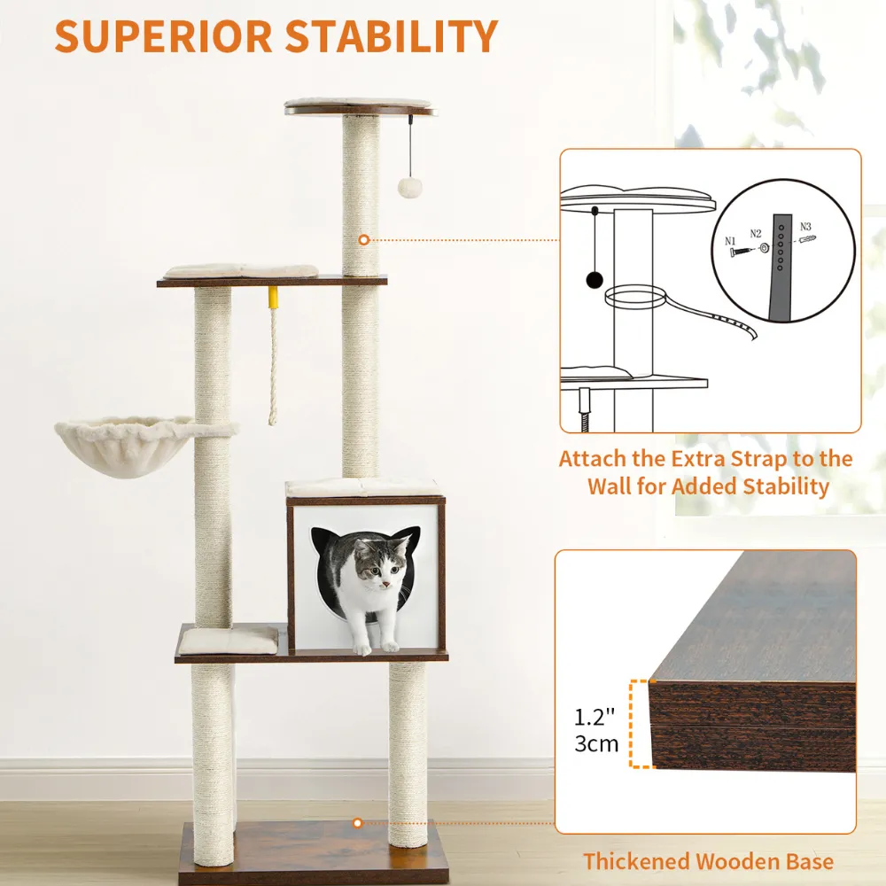 wooden cat tree_5 wooden cat tree_5