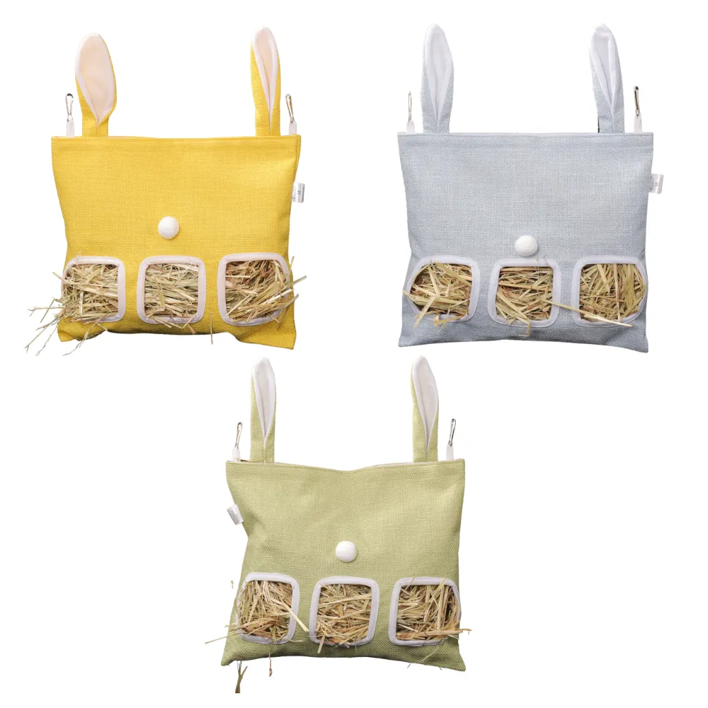 Rabbit Hanging Hay Feeder Bag Large Capacity Double Ear Design