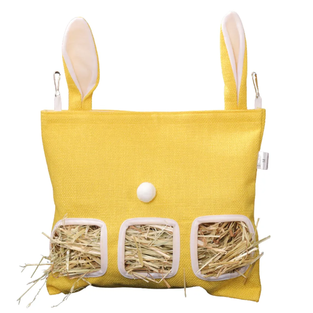 Rabbit Hanging Hay Feeder Bag Large Capacity Double Ear Design