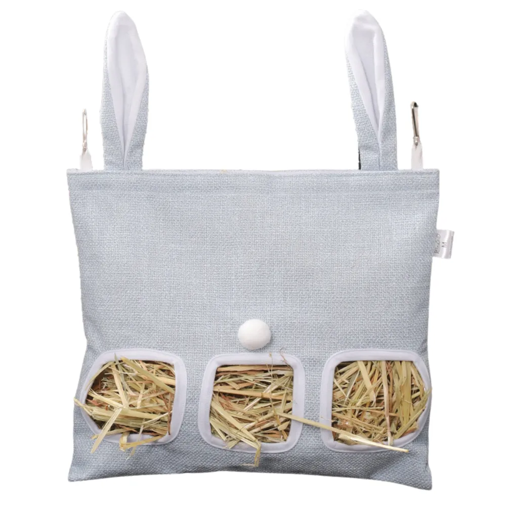3 Hole Rabbit Hanging Hay Feeder Bag Large Capacity Double Ear Design