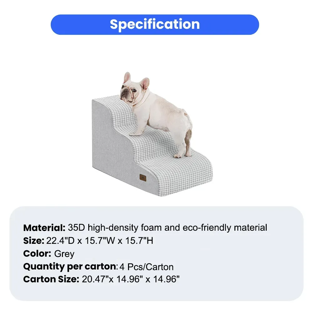 wholesale  Grey Dog Stairs for Small Dogs, Dog Steps for Bed 35D Strong Support Stairs