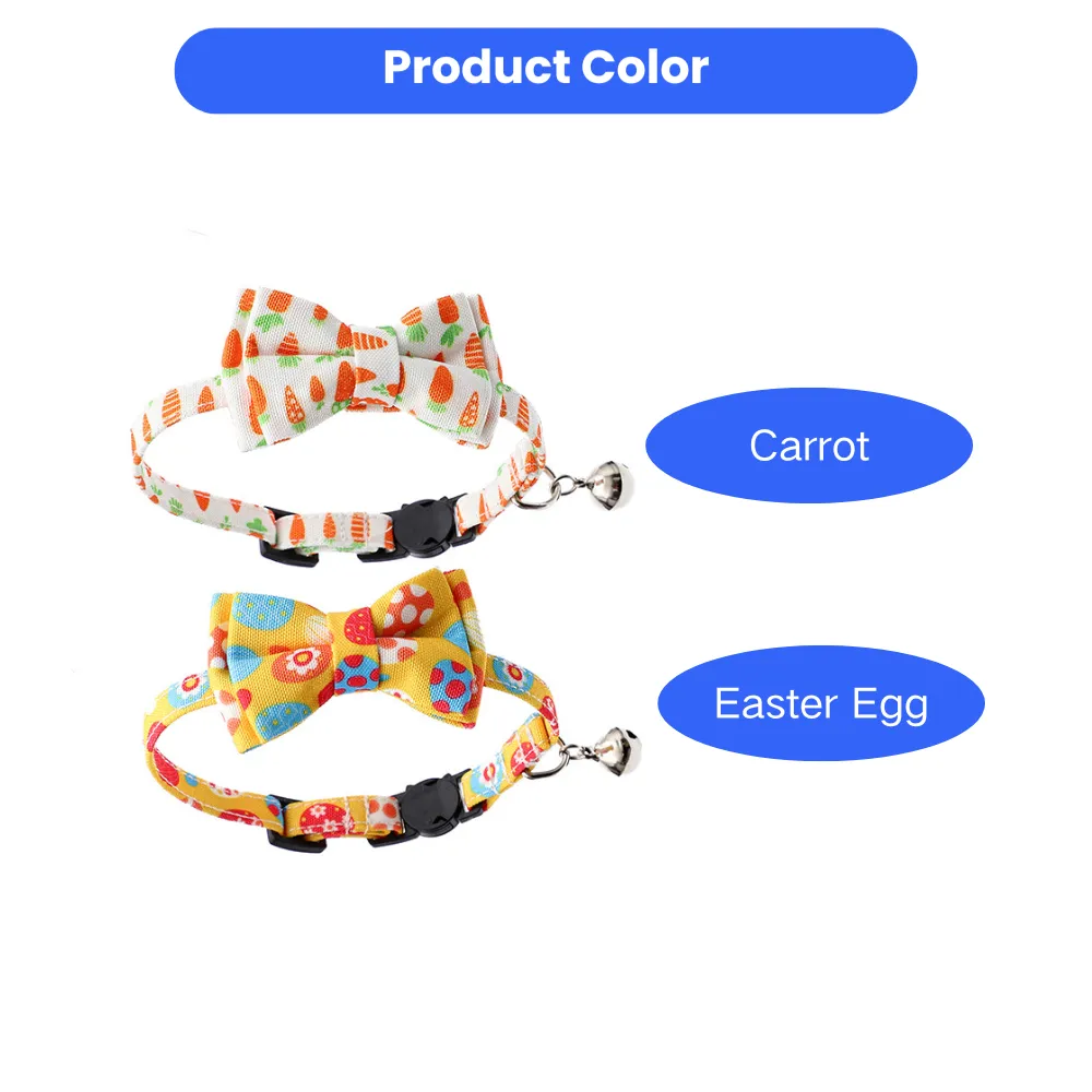 Wholesale    Easter Egg Rabbit Carrot Cute Easter Cat Collar with Bow Tie  Easter egg
