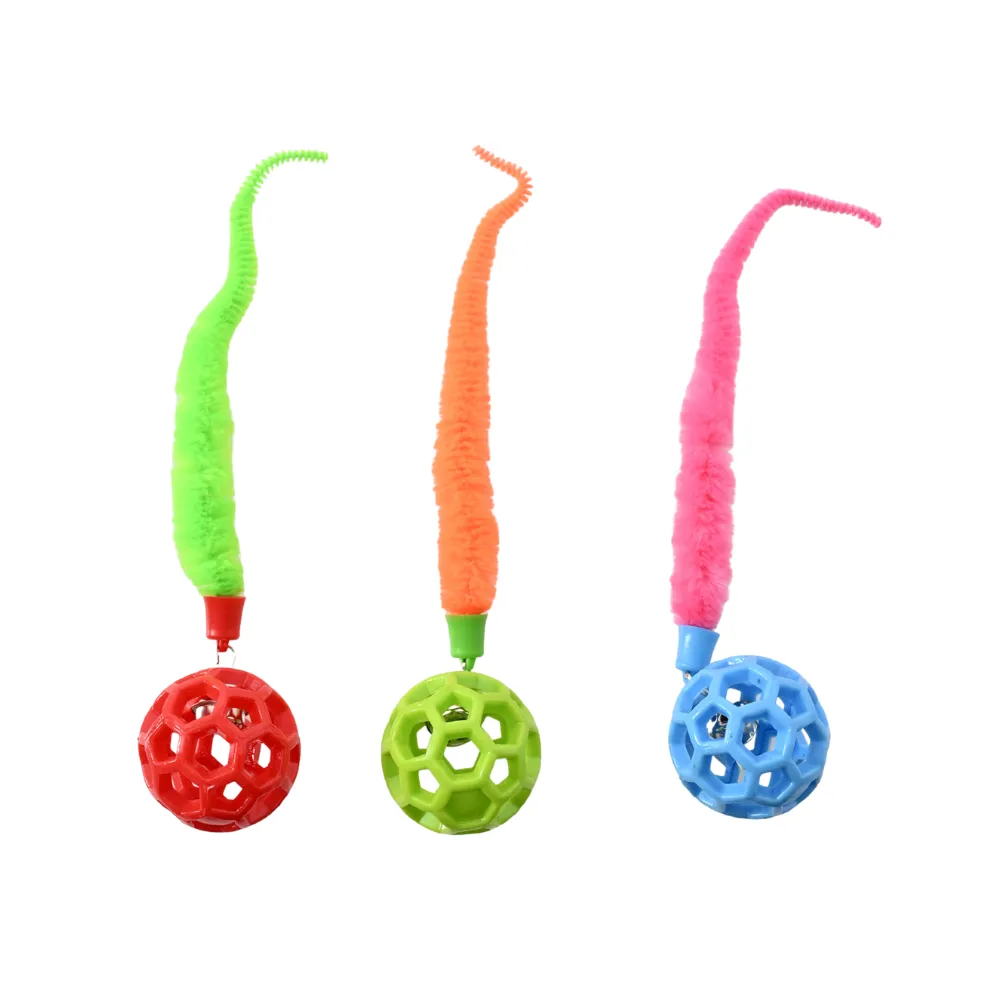 3-Piece Set Colorful TPR Cat Ball Toy with a Plush Tail1 3-Piece Set Colorful TPR Cat Ball Toy with a Plush Tail1