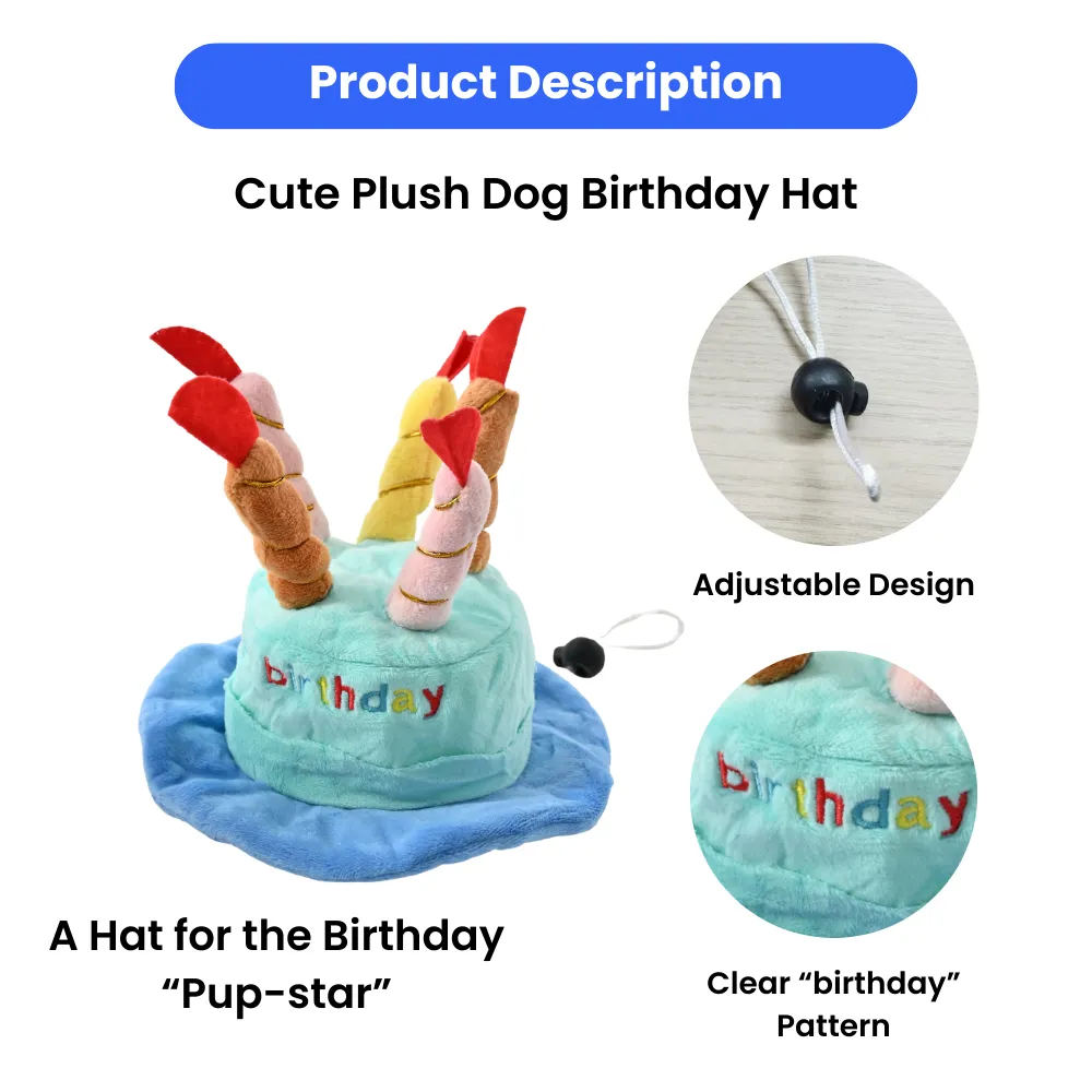 Adjustable Cute Plush Dog Birthday Hat6