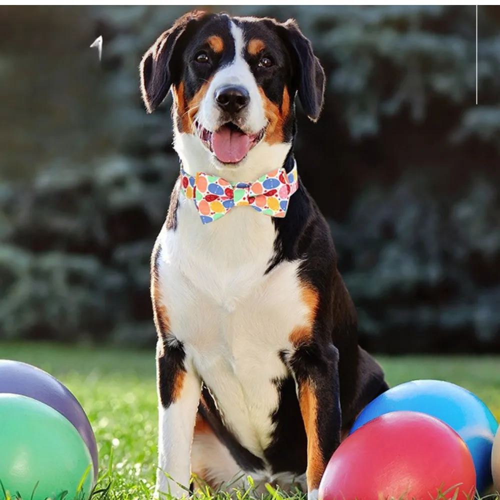 Love Heart Egg Four-Leaf Clover Printed Bowknot Pet Collar 