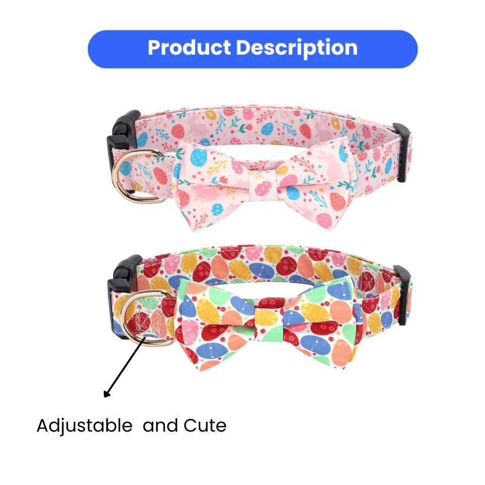 wholesale  Love Heart Egg Four-Leaf Clover Printed Bowknot Pet Collar
