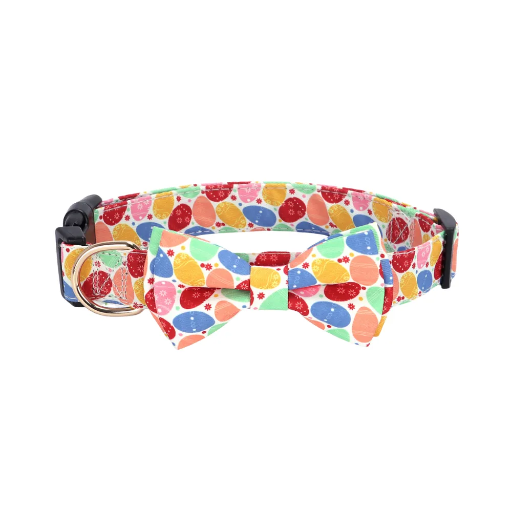 wholesale Love Heart Egg       Four-Leaf Clover Printed Bowknot Pet Collar